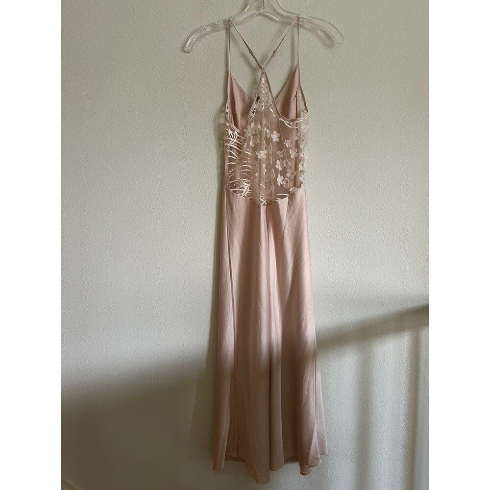 RYA COLLECTION champagne Kiss Gown chemise slip dress XS Bridal 3D Floral